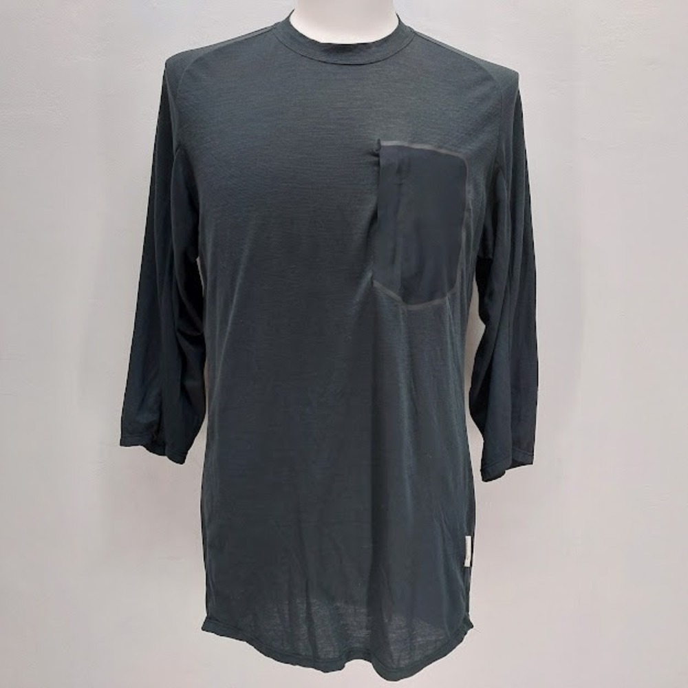 Norrona Skibotn Wool 3/4 T-Shirt Men's Medium Caviar Black MTB Technical Top